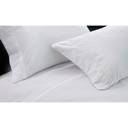 Elle 1200tc Double Hemstitch Sheet Set, White, Full EL652102